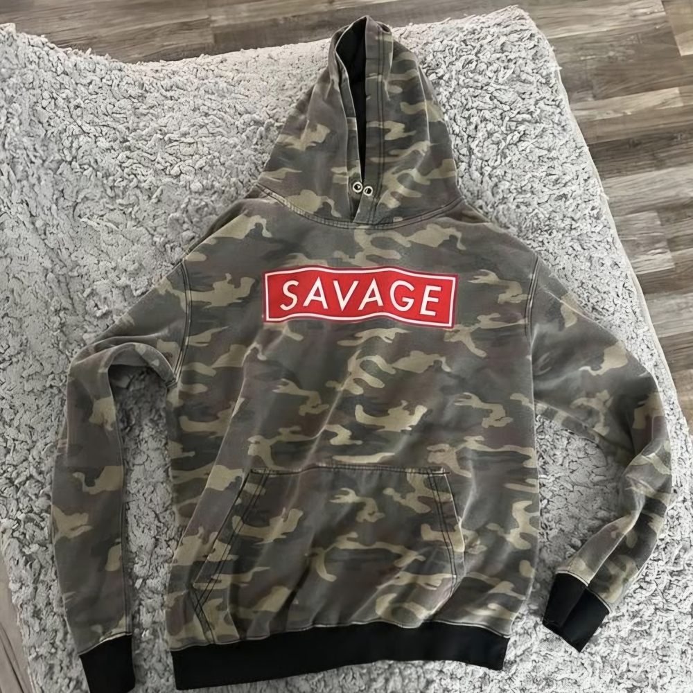 Eighty Eight Camouflage Men's Hoodie with Red Accent